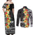 Samoa Tribal Hibiscus Flowers Couples Matching Off Shoulder Maxi Dress and Long Sleeve Button Shirt