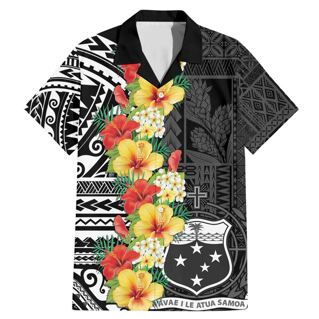 Samoa Tribal Hibiscus Flowers Family Matching Mermaid Dress and Hawaiian Shirt