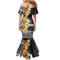 Samoa Tribal Hibiscus Flowers Family Matching Mermaid Dress and Hawaiian Shirt