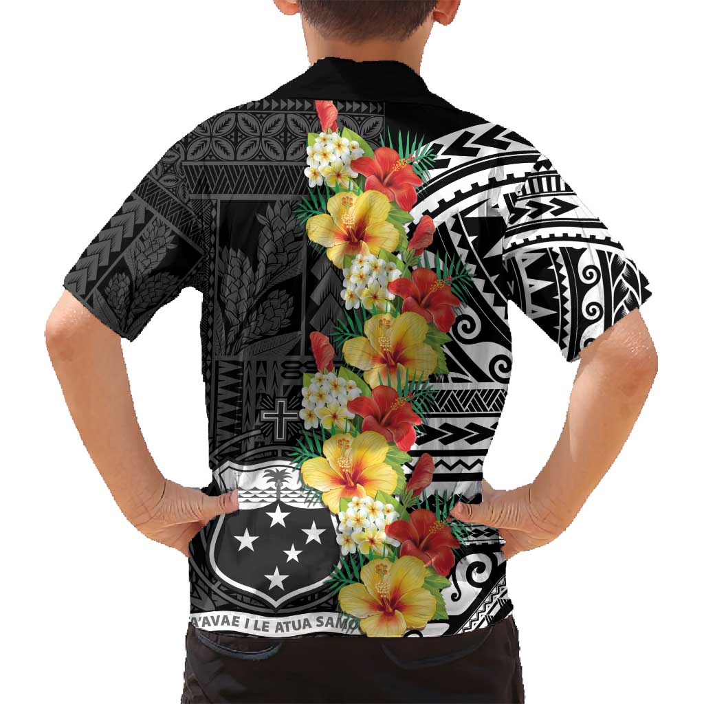 Samoa Tribal Hibiscus Flowers Family Matching Tank Maxi Dress and Hawaiian Shirt
