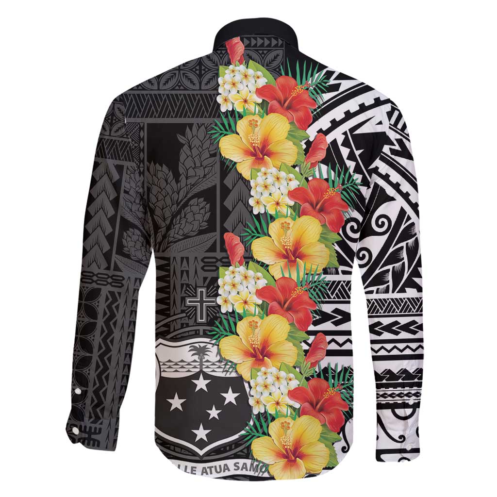 Samoa Tribal Hibiscus Flowers Family Matching Tank Maxi Dress and Hawaiian Shirt