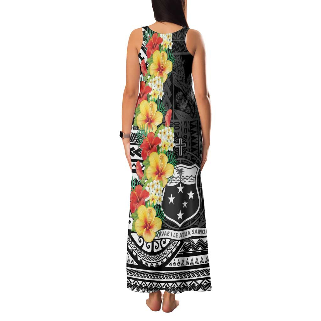 Samoa Tribal Hibiscus Flowers Family Matching Tank Maxi Dress and Hawaiian Shirt