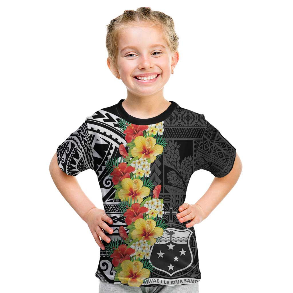 Samoa Tribal Hibiscus Flowers Kid T Shirt