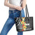 Samoa Tribal Hibiscus Flowers Leather Tote Bag