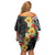 Samoa Tribal Hibiscus Flowers Off Shoulder Short Dress