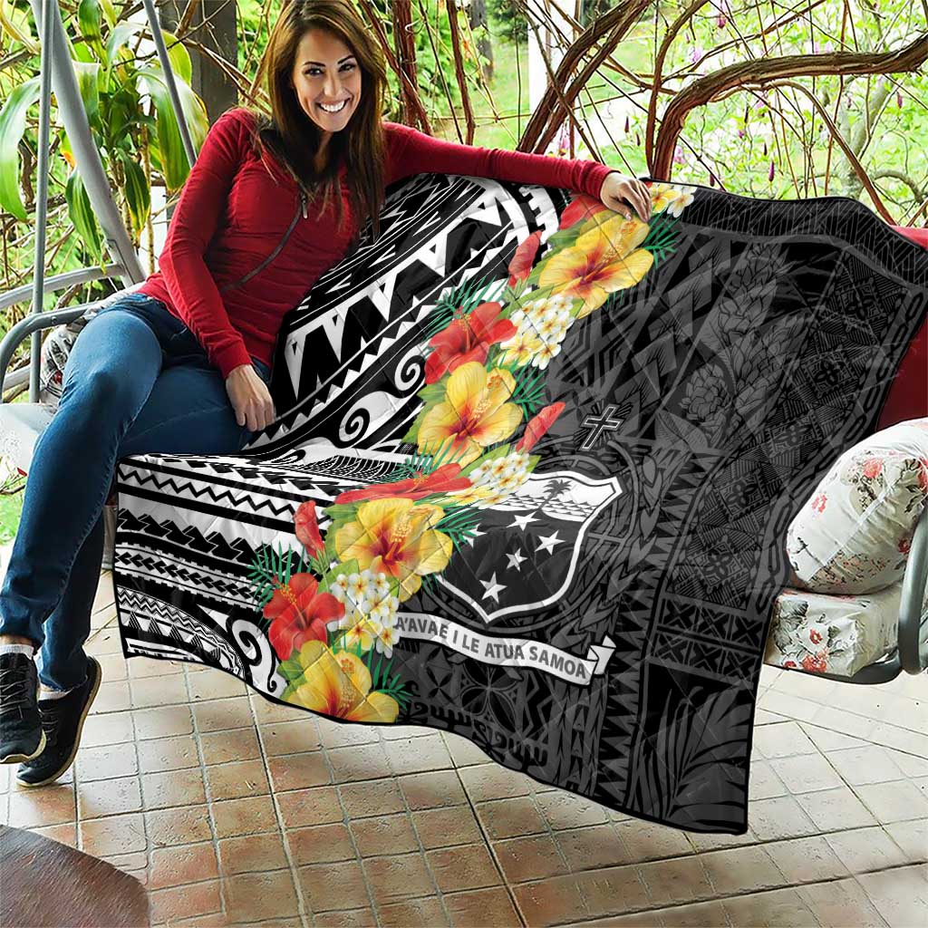 Samoa Tribal Hibiscus Flowers Quilt