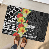 Samoa Tribal Hibiscus Flowers Rubber Doormat