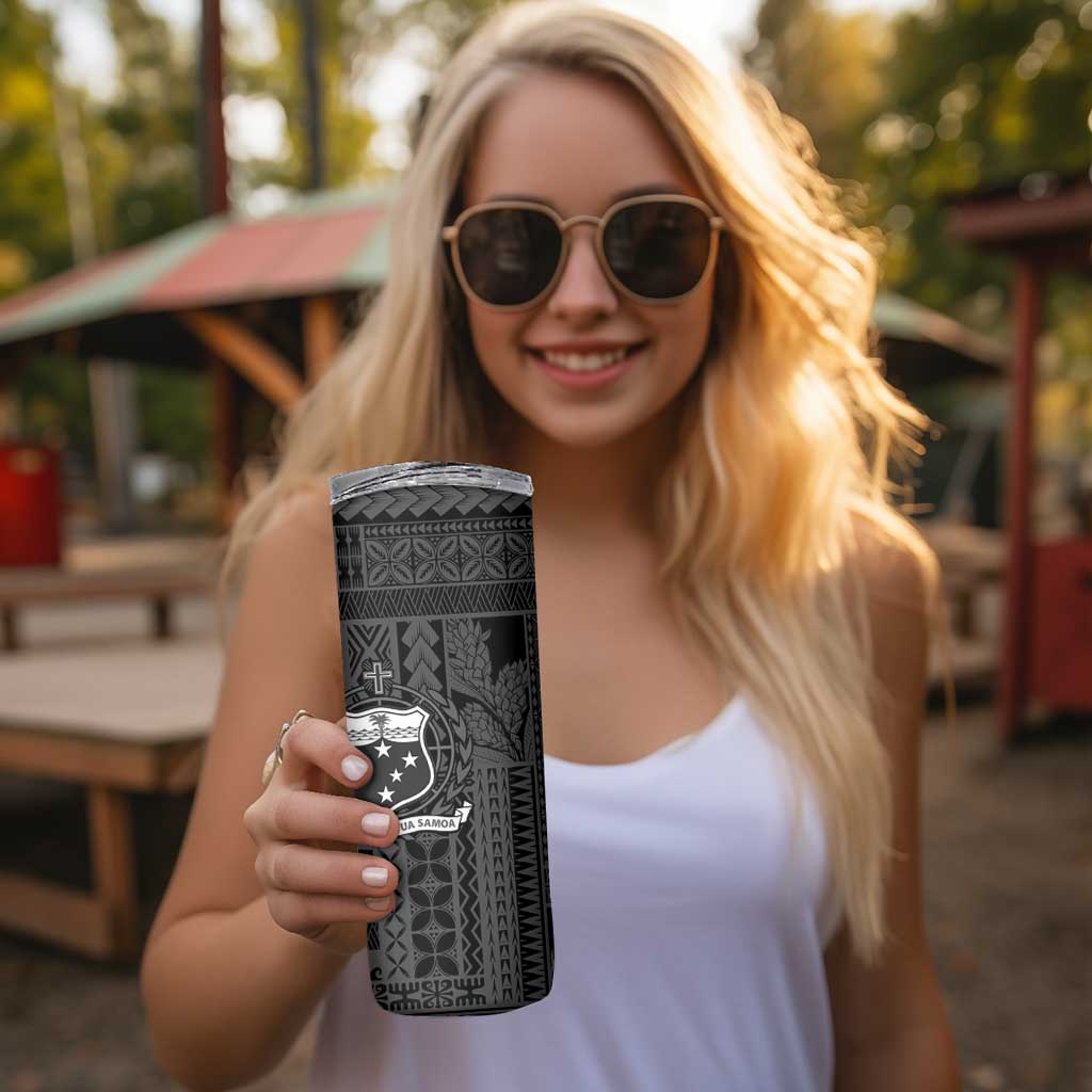 Samoa Tribal Hibiscus Flowers Skinny Tumbler