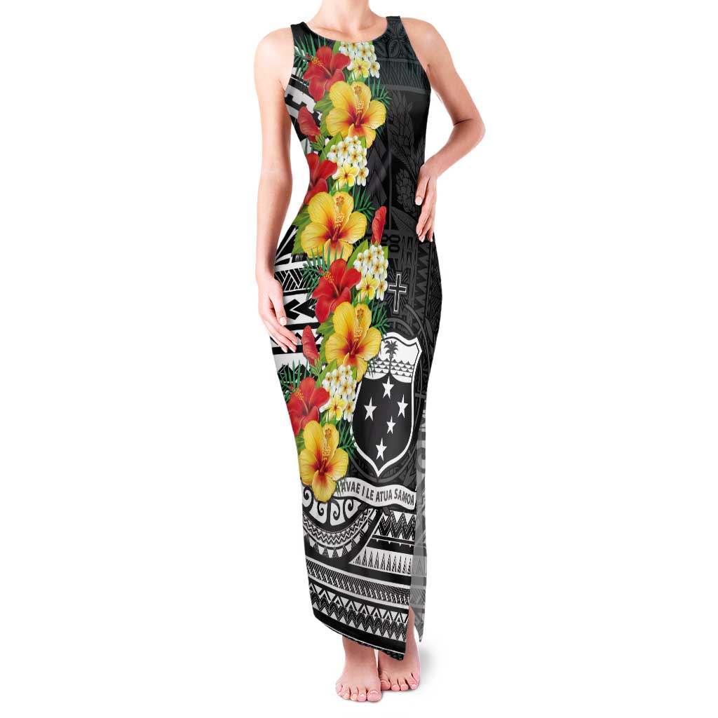 Samoa Tribal Hibiscus Flowers Tank Maxi Dress