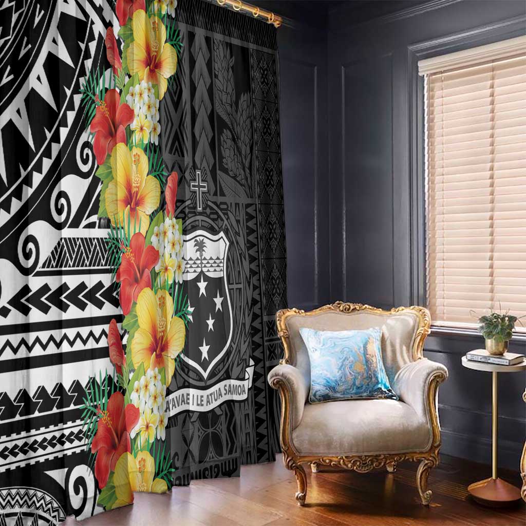Samoa Tribal Hibiscus Flowers Window Curtain