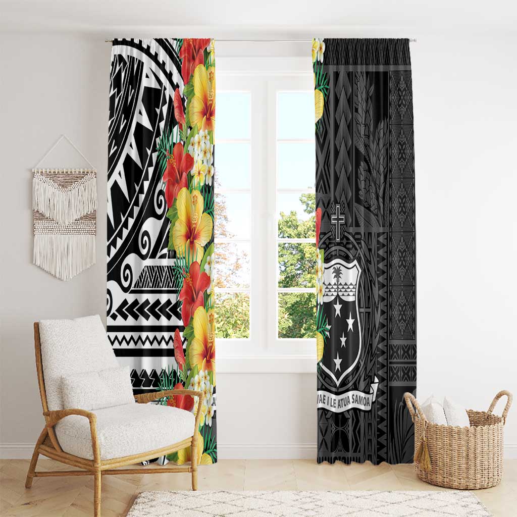 Samoa Tribal Hibiscus Flowers Window Curtain