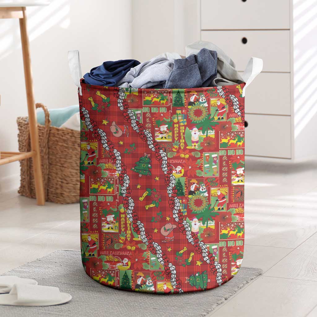 Mele Kalikimaka Pakalana Pikake Lei Laundry Basket Hawaiian Rodeo Paniolo Omaomao Palaka - Polynesian Pride
