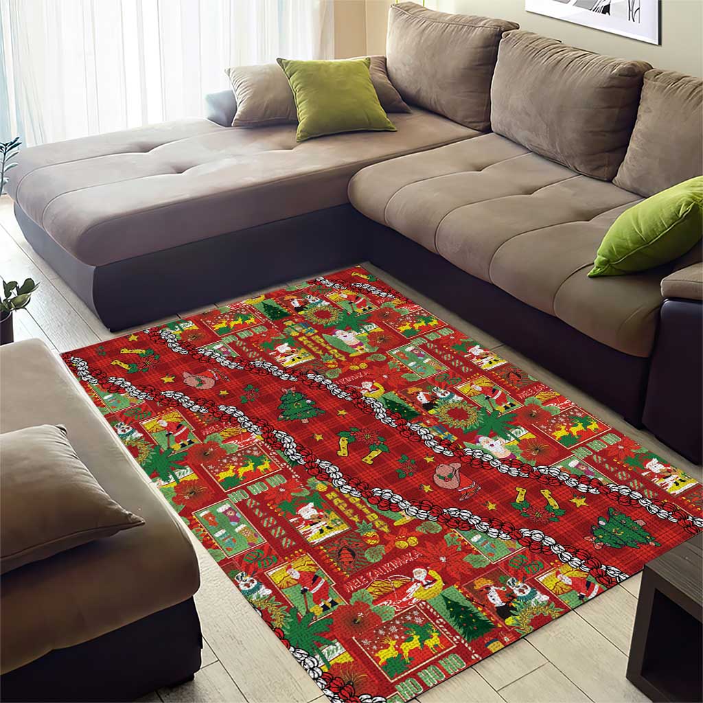 Mele Kalikimaka Pakalana Pikake Lei Area Rug Hawaiian Rodeo Paniolo Omaomao Palaka - Polynesian Pride