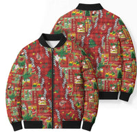 Mele Kalikimaka Pakalana Pikake Lei Bomber Puffer Jacket Hawaiian Rodeo Paniolo Omaomao Palaka - Polynesian Pride