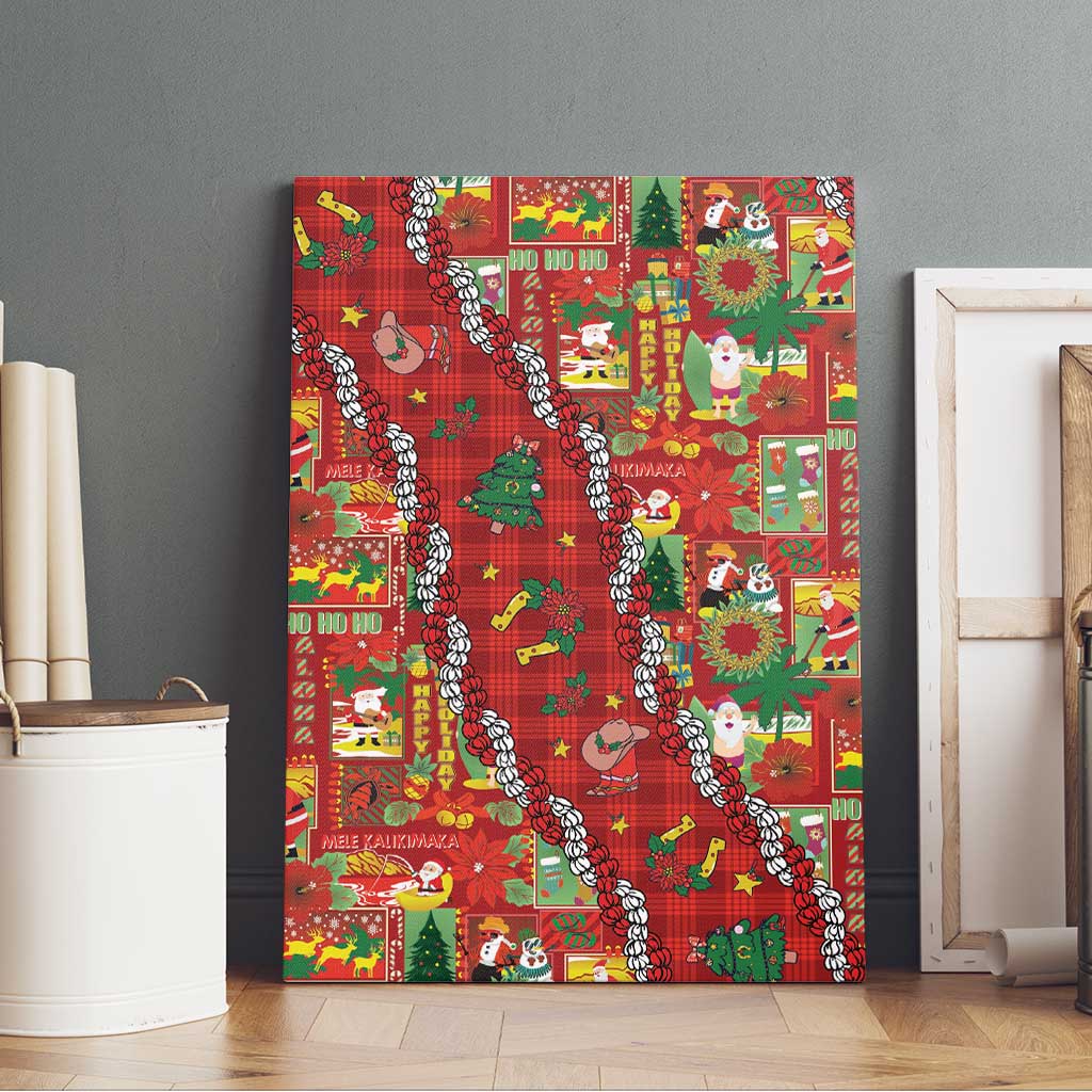 Mele Kalikimaka Pakalana Pikake Lei Canvas Wall Art Hawaiian Rodeo Paniolo Omaomao Palaka - Polynesian Pride