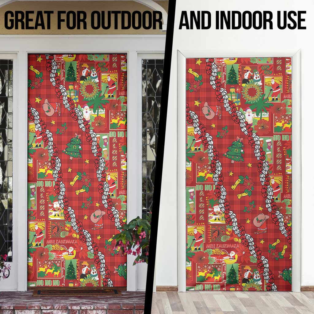 Mele Kalikimaka Pakalana Pikake Lei Door Cover Hawaiian Rodeo Paniolo Omaomao Palaka - Polynesian Pride