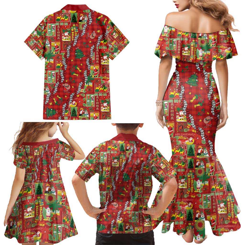 Mele Kalikimaka Pakalana Pikake Lei Family Matching Mermaid Dress and Hawaiian Shirt Hawaiian Rodeo Paniolo Omaomao Palaka - Polynesian Pride