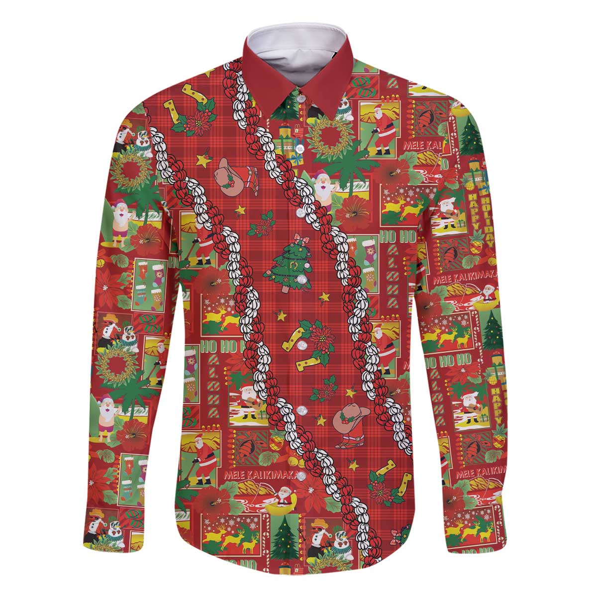 Mele Kalikimaka Pakalana Pikake Lei Family Matching Off The Shoulder Long Sleeve Dress and Hawaiian Shirt Hawaiian Rodeo Paniolo Omaomao Palaka - Polynesian Pride