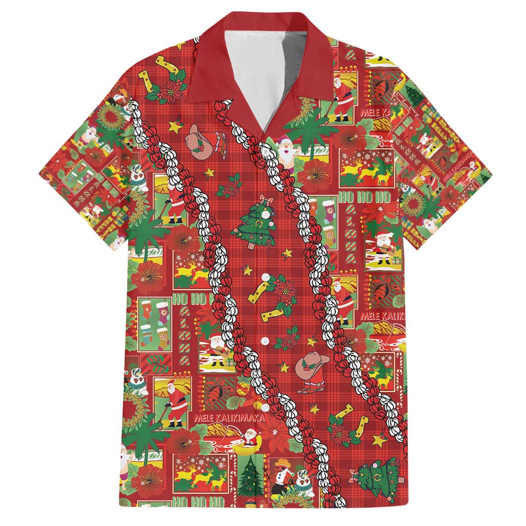 Mele Kalikimaka Pakalana Pikake Lei Family Matching Off Shoulder Short Dress and Hawaiian Shirt Hawaiian Rodeo Paniolo Omaomao Palaka - Polynesian Pride