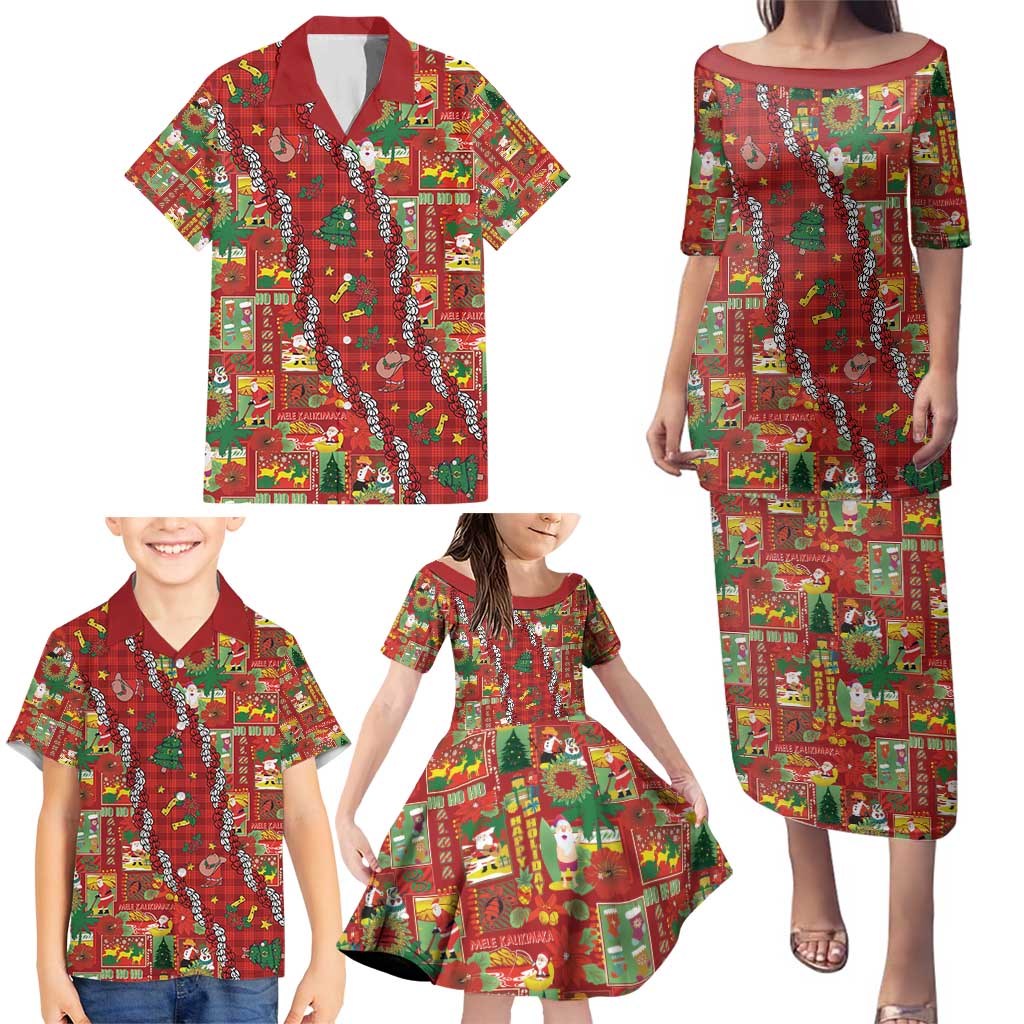 Mele Kalikimaka Pakalana Pikake Lei Family Matching Puletasi and Hawaiian Shirt Hawaiian Rodeo Paniolo Omaomao Palaka - Polynesian Pride