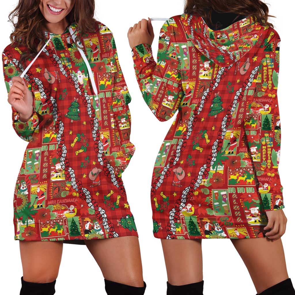 Mele Kalikimaka Pakalana Pikake Lei Hoodie Dress Hawaiian Rodeo Paniolo Omaomao Palaka - Polynesian Pride