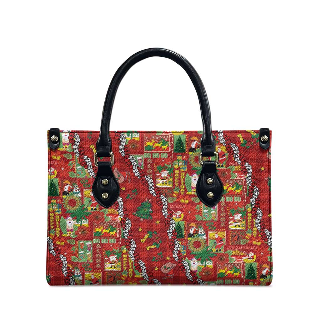 Mele Kalikimaka Pakalana Pikake Lei Leather Bag Hawaiian Rodeo Paniolo Omaomao Palaka - Polynesian Pride