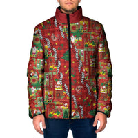 Mele Kalikimaka Pakalana Pikake Lei Padded Jacket Hawaiian Rodeo Paniolo Omaomao Palaka - Polynesian Pride