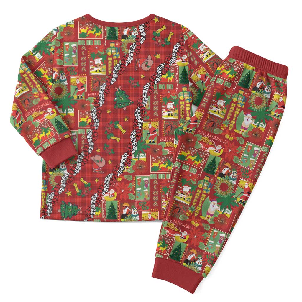 Mele Kalikimaka Pakalana Pikake Lei Christmas Pajama Set Hawaiian Rodeo Paniolo Omaomao Palaka - Polynesian Pride