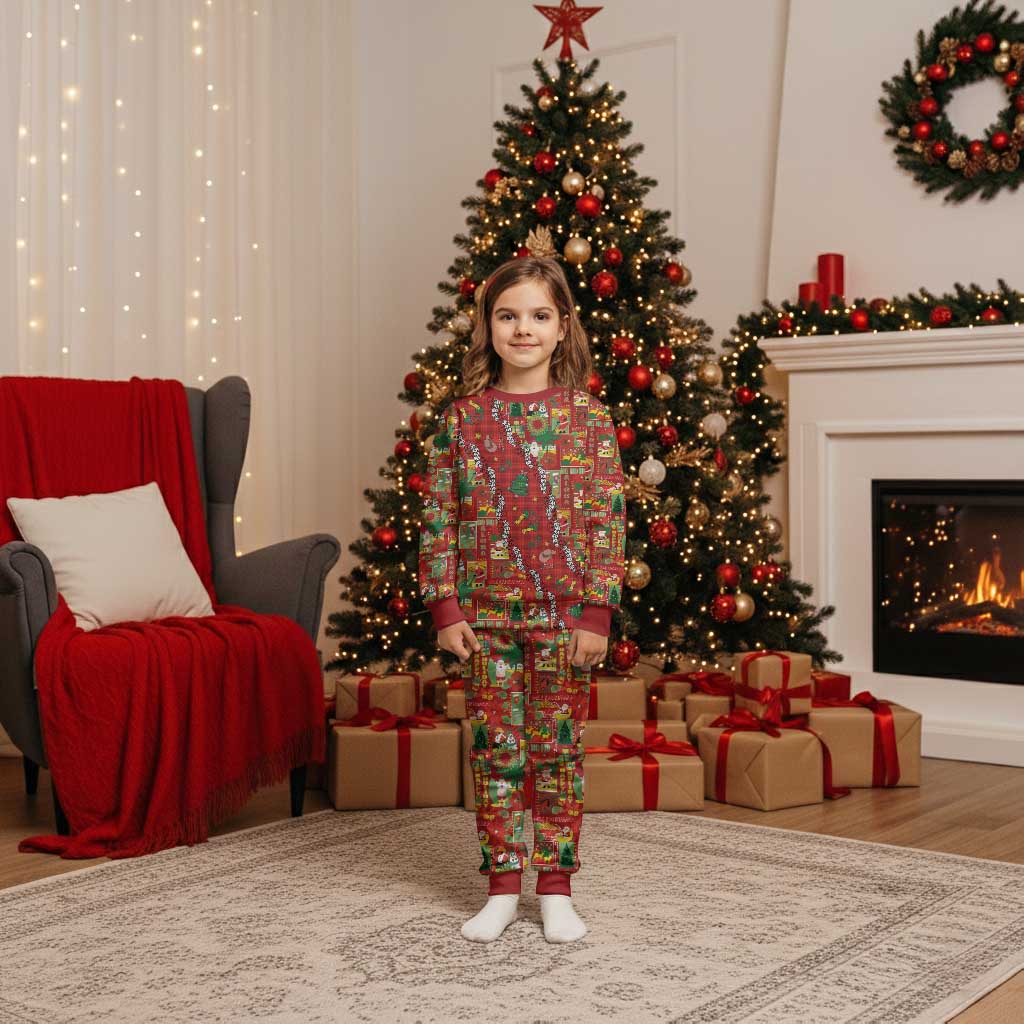 Mele Kalikimaka Pakalana Pikake Lei Christmas Pajama Set Hawaiian Rodeo Paniolo Omaomao Palaka - Polynesian Pride