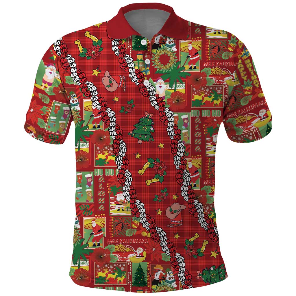 Mele Kalikimaka Pakalana Pikake Lei Polo Shirt Hawaiian Rodeo Paniolo Omaomao Palaka - Polynesian Pride