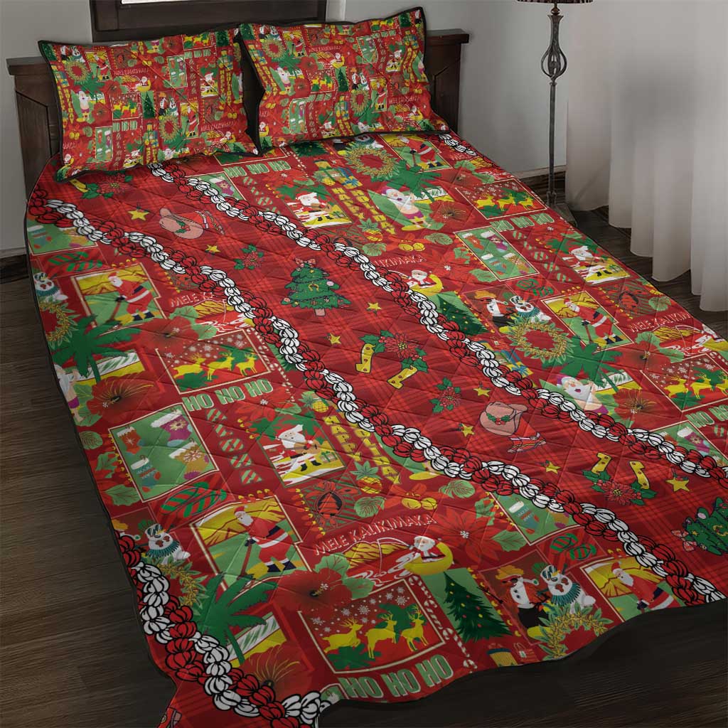 Mele Kalikimaka Pakalana Pikake Lei Quilt Bed Set Hawaiian Rodeo Paniolo Omaomao Palaka - Polynesian Pride