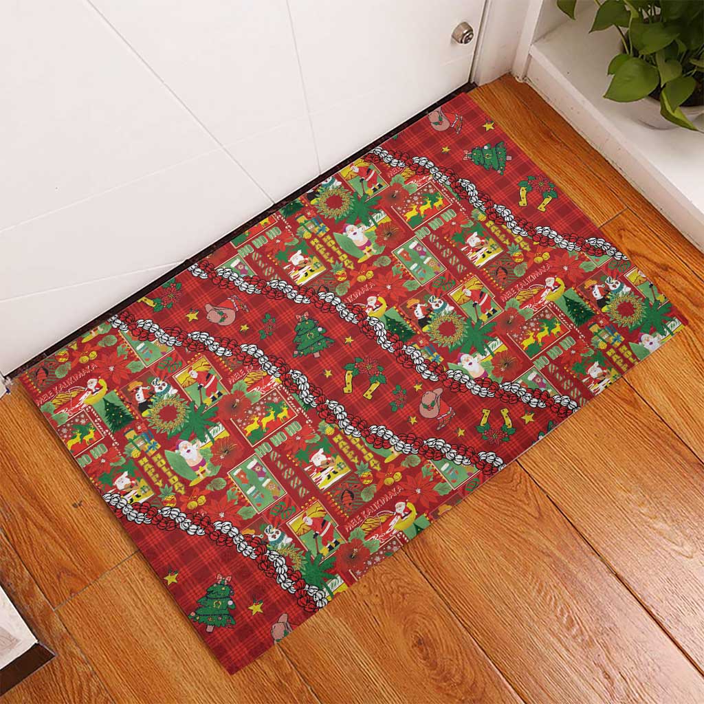 Mele Kalikimaka Pakalana Pikake Lei Rubber Doormat Hawaiian Rodeo Paniolo Omaomao Palaka - Polynesian Pride