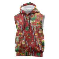 Mele Kalikimaka Pakalana Pikake Lei Sleeveless Hoodie Hawaiian Rodeo Paniolo Omaomao Palaka - Polynesian Pride
