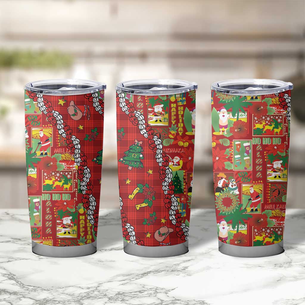 Mele Kalikimaka Pakalana Pikake Lei Tumbler Cup Hawaiian Rodeo Paniolo Omaomao Palaka - Polynesian Pride