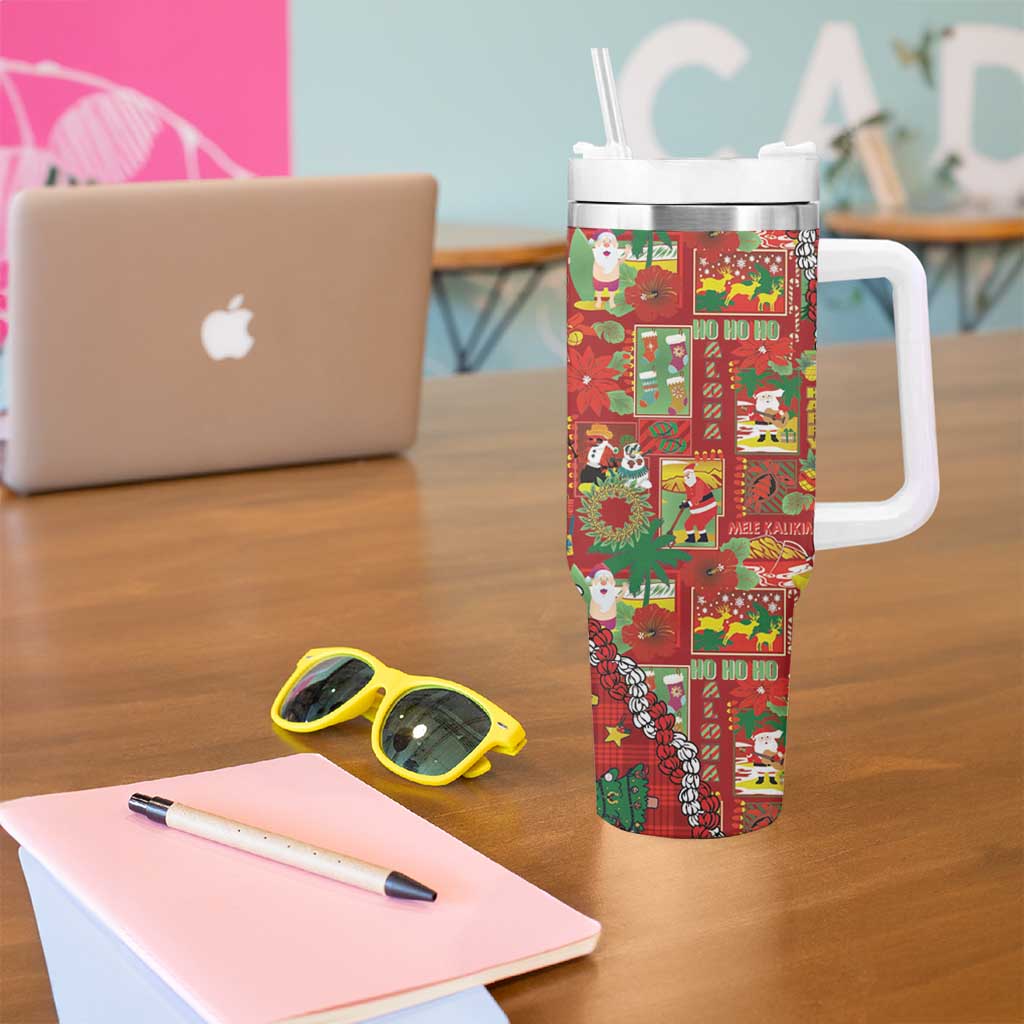 Mele Kalikimaka Pakalana Pikake Lei Tumbler With Handle Hawaiian Rodeo Paniolo Omaomao Palaka - Polynesian Pride