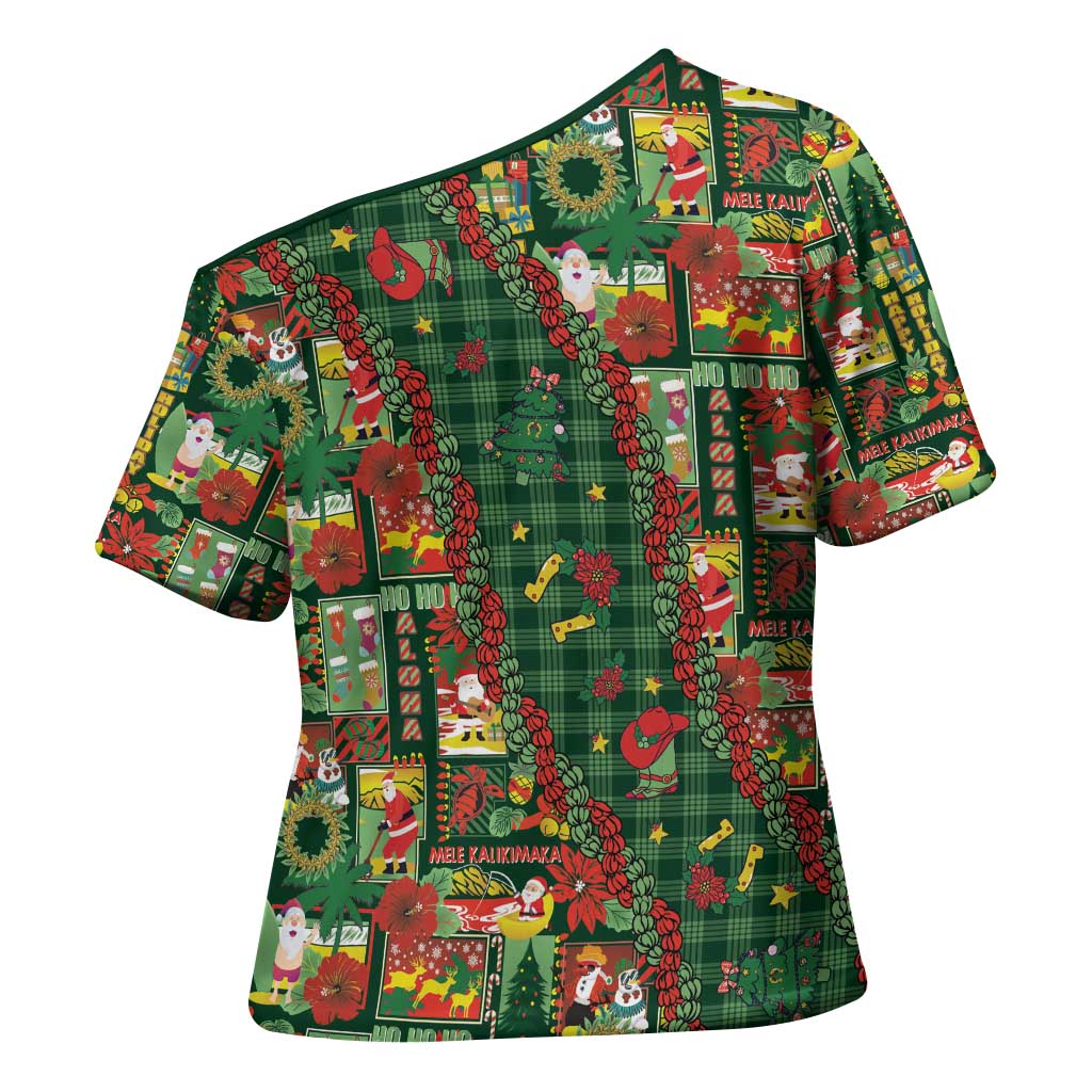 Mele Kalikimaka Pakalana Pikake Lei Cross Shoulder Shirt Hawaiian Rodeo Paniolo Ulaula Palaka - Polynesian Pride