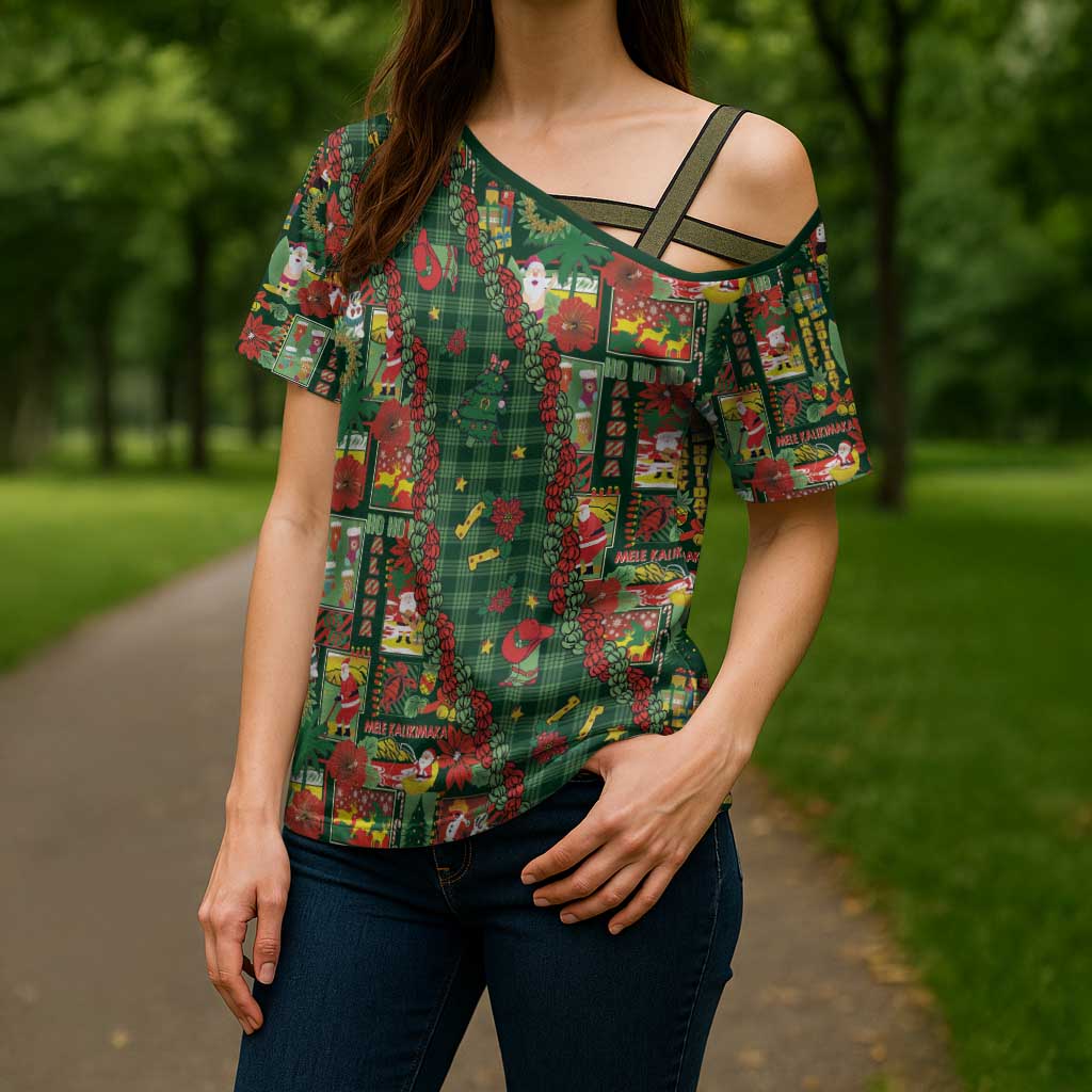 Mele Kalikimaka Pakalana Pikake Lei Cross Shoulder Shirt Hawaiian Rodeo Paniolo Ulaula Palaka - Polynesian Pride