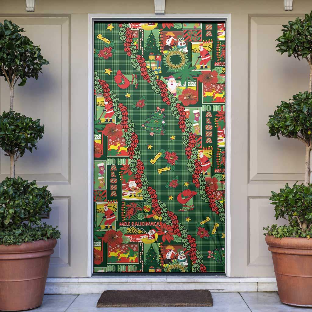Mele Kalikimaka Pakalana Pikake Lei Door Cover Hawaiian Rodeo Paniolo Ulaula Palaka - Polynesian Pride