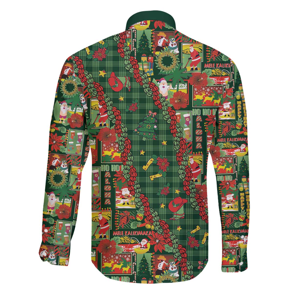 Mele Kalikimaka Pakalana Pikake Lei Family Matching Off The Shoulder Long Sleeve Dress and Hawaiian Shirt Hawaiian Rodeo Paniolo Ulaula Palaka - Polynesian Pride