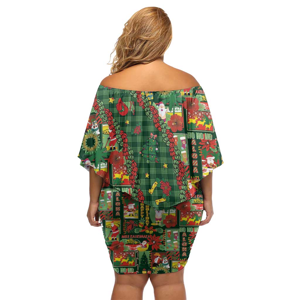 Mele Kalikimaka Pakalana Pikake Lei Family Matching Off Shoulder Short Dress and Hawaiian Shirt Hawaiian Rodeo Paniolo Ulaula Palaka - Polynesian Pride