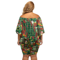 Mele Kalikimaka Pakalana Pikake Lei Family Matching Off Shoulder Short Dress and Hawaiian Shirt Hawaiian Rodeo Paniolo Ulaula Palaka - Polynesian Pride