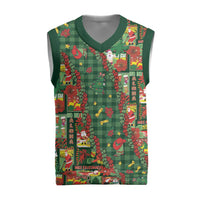 Mele Kalikimaka Pakalana Pikake Lei Christmas Knitted V-Neck Vest Hawaiian Rodeo Paniolo Ulaula Palaka LT9 Red - Polynesian Pride