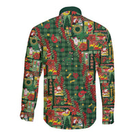 Mele Kalikimaka Pakalana Pikake Lei Long Sleeve Button Shirt Hawaiian Rodeo Paniolo Ulaula Palaka - Polynesian Pride