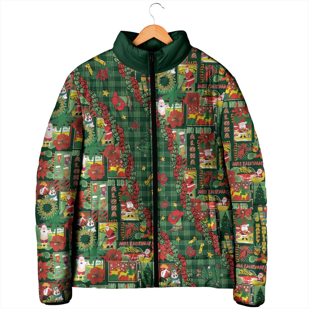 Mele Kalikimaka Pakalana Pikake Lei Padded Jacket Hawaiian Rodeo Paniolo Ulaula Palaka - Polynesian Pride
