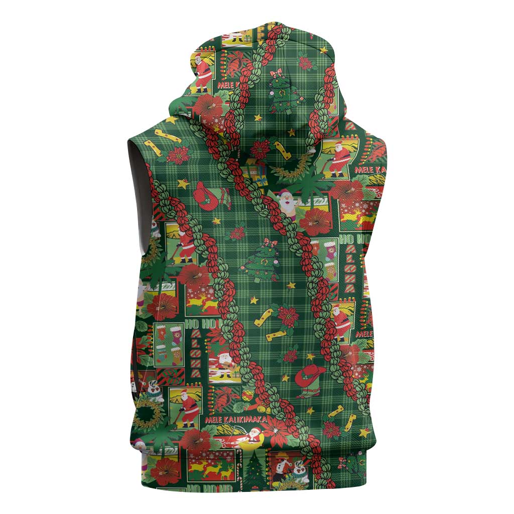 Mele Kalikimaka Pakalana Pikake Lei Sleeveless Hoodie Hawaiian Rodeo Paniolo Ulaula Palaka - Polynesian Pride