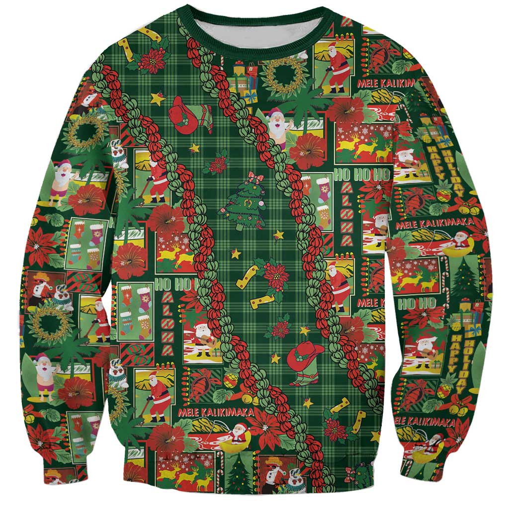 Mele Kalikimaka Pakalana Pikake Lei Sweatshirt Hawaiian Rodeo Paniolo Ulaula Palaka - Polynesian Pride