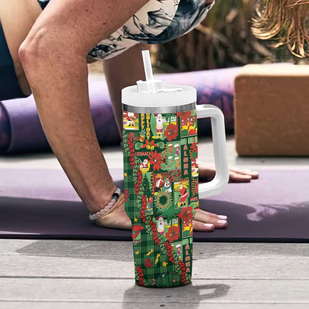 Mele Kalikimaka Pakalana Pikake Lei Tumbler With Handle Hawaiian Rodeo Paniolo Ulaula Palaka - Polynesian Pride