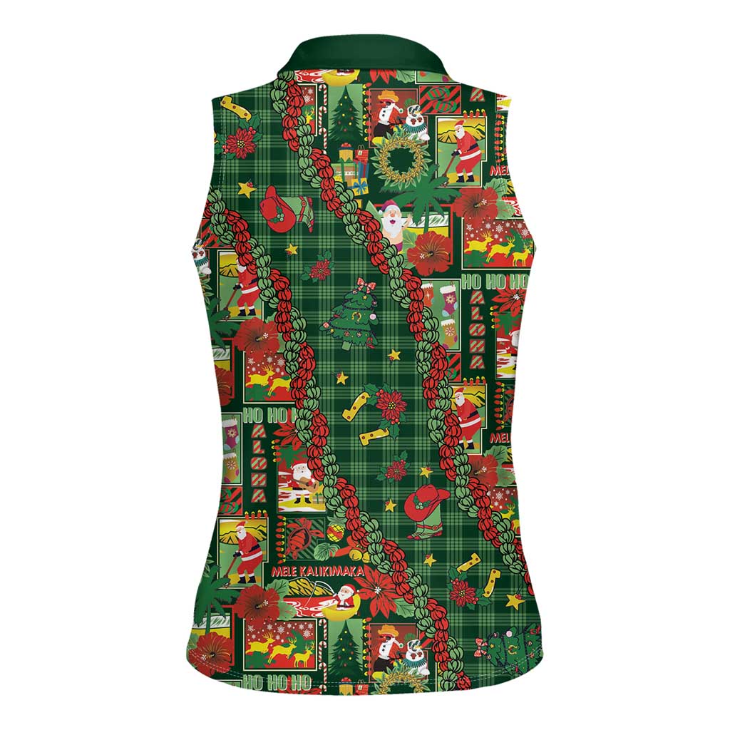 Mele Kalikimaka Pakalana Pikake Lei Women Sleeveless Polo Shirt Hawaiian Rodeo Paniolo Ulaula Palaka - Polynesian Pride