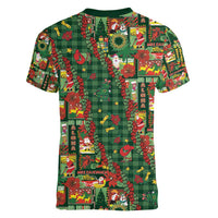 Mele Kalikimaka Pakalana Pikake Lei Women V-Neck T-Shirt Hawaiian Rodeo Paniolo Ulaula Palaka - Polynesian Pride