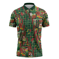 Mele Kalikimaka Pakalana Pikake Lei Zipper Polo Shirt Hawaiian Rodeo Paniolo Ulaula Palaka - Polynesian Pride